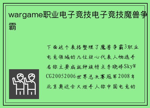 wargame职业电子竞技电子竞技魔兽争霸